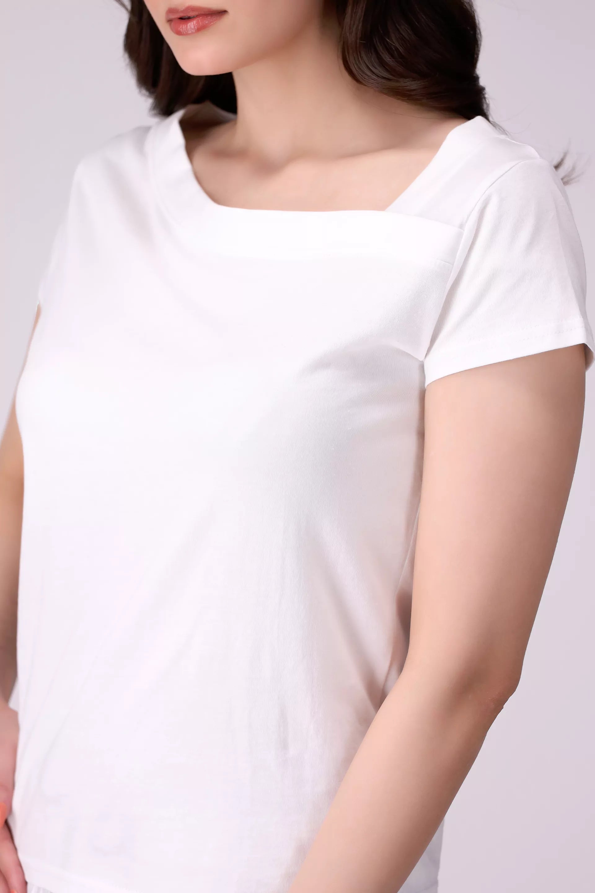 Asymmetric Neck T-Shirt Women Tee COUGAR (S V-1 2025)