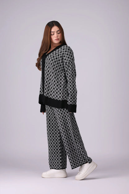 Patterned Jacquard Knit Co-Ord Set Women CO-Ords Winter 2024 Knit Story COUGAR- (Women Winter 2024)   