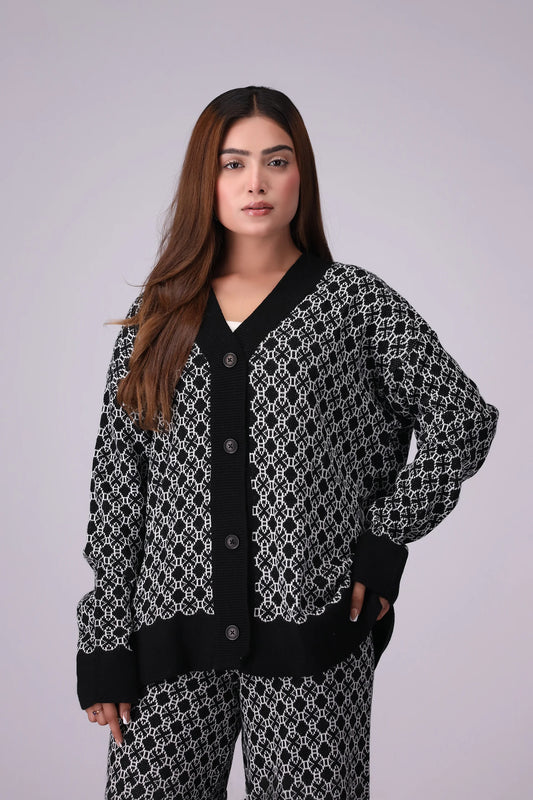 Patterned Jacquard Knit Co-Ord Set Women CO-Ords Winter 2024 Knit Story COUGAR- (Women Winter 2024)