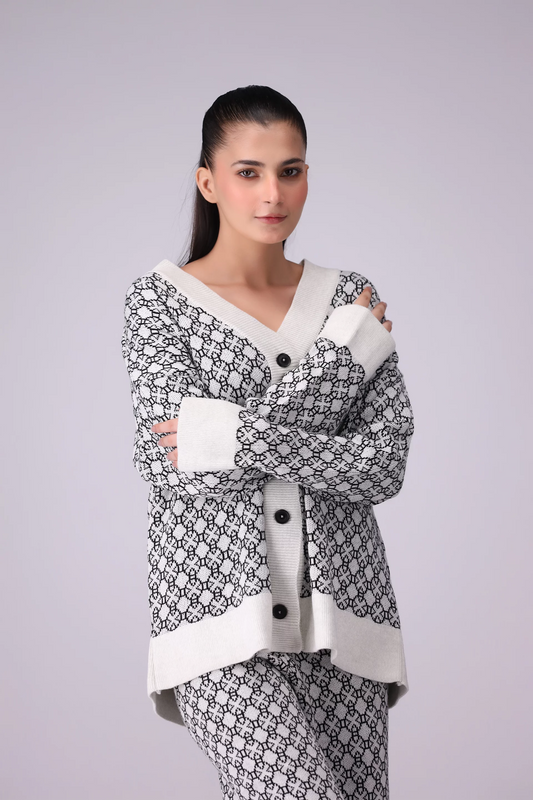 Patterned Jacquard Knit Co-Ord Set Women CO-Ords Winter 2024 Knit Story COUGAR- (Women Winter 2024)