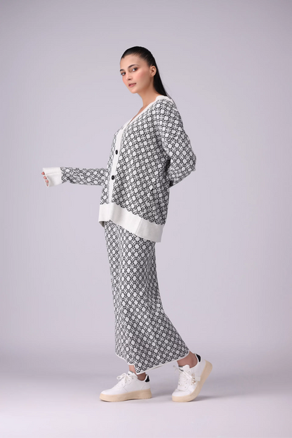 Patterned Jacquard Knit Co-Ord Set Women CO-Ords Winter 2024 Knit Story COUGAR- (Women Winter 2024)   