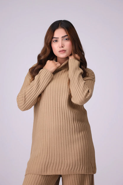 Rib Knit Co-Ord Set Women CO-Ords Winter 2024 Knit Story COUGAR- (Women Winter 2024) FSZ Brown 