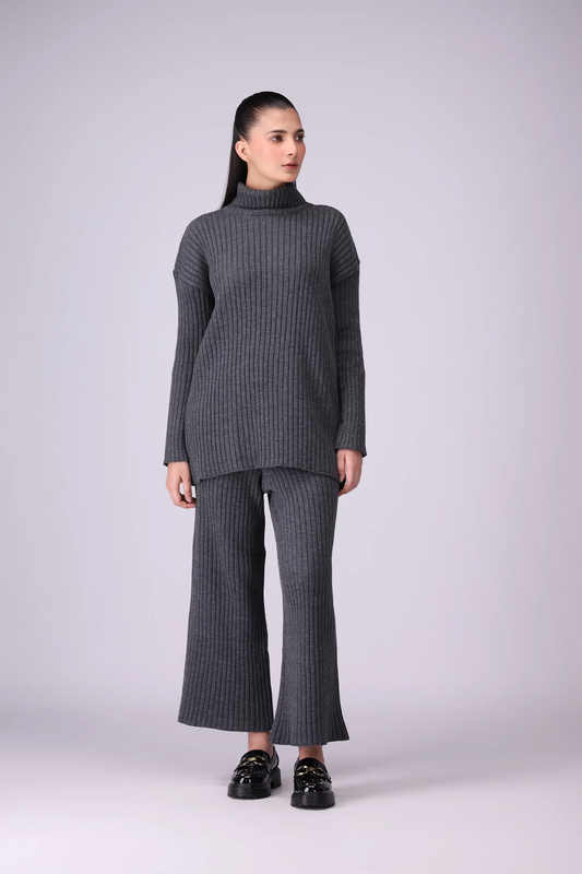 Rib Knit Co-Ord Set Women CO-Ords Winter 2024 Knit Story COUGAR- (Women Winter 2024) FSZ Charcoal Women