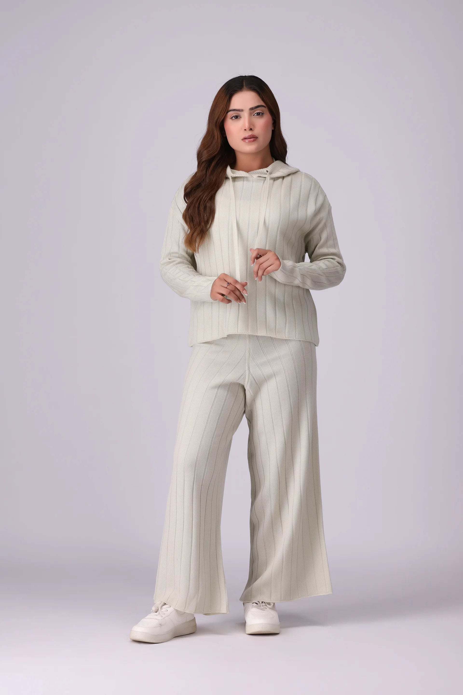 Hooded Top Rib Knit Co-Ord Set Women CO-Ords Winter 2024 Knit Story COUGAR- (Women Winter 2024)   