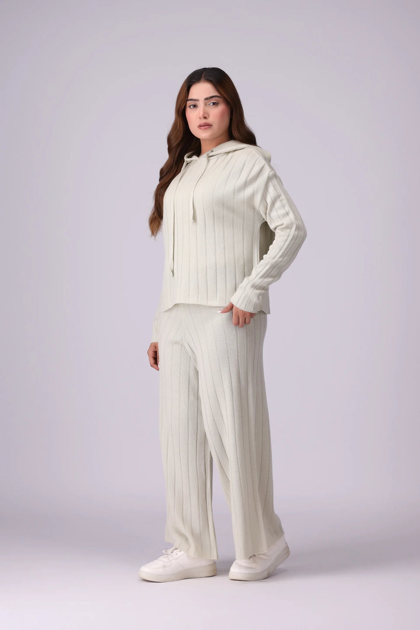 Hooded Top Rib Knit Co-Ord Set Women CO-Ords Winter 2024 Knit Story COUGAR- (Women Winter 2024)   