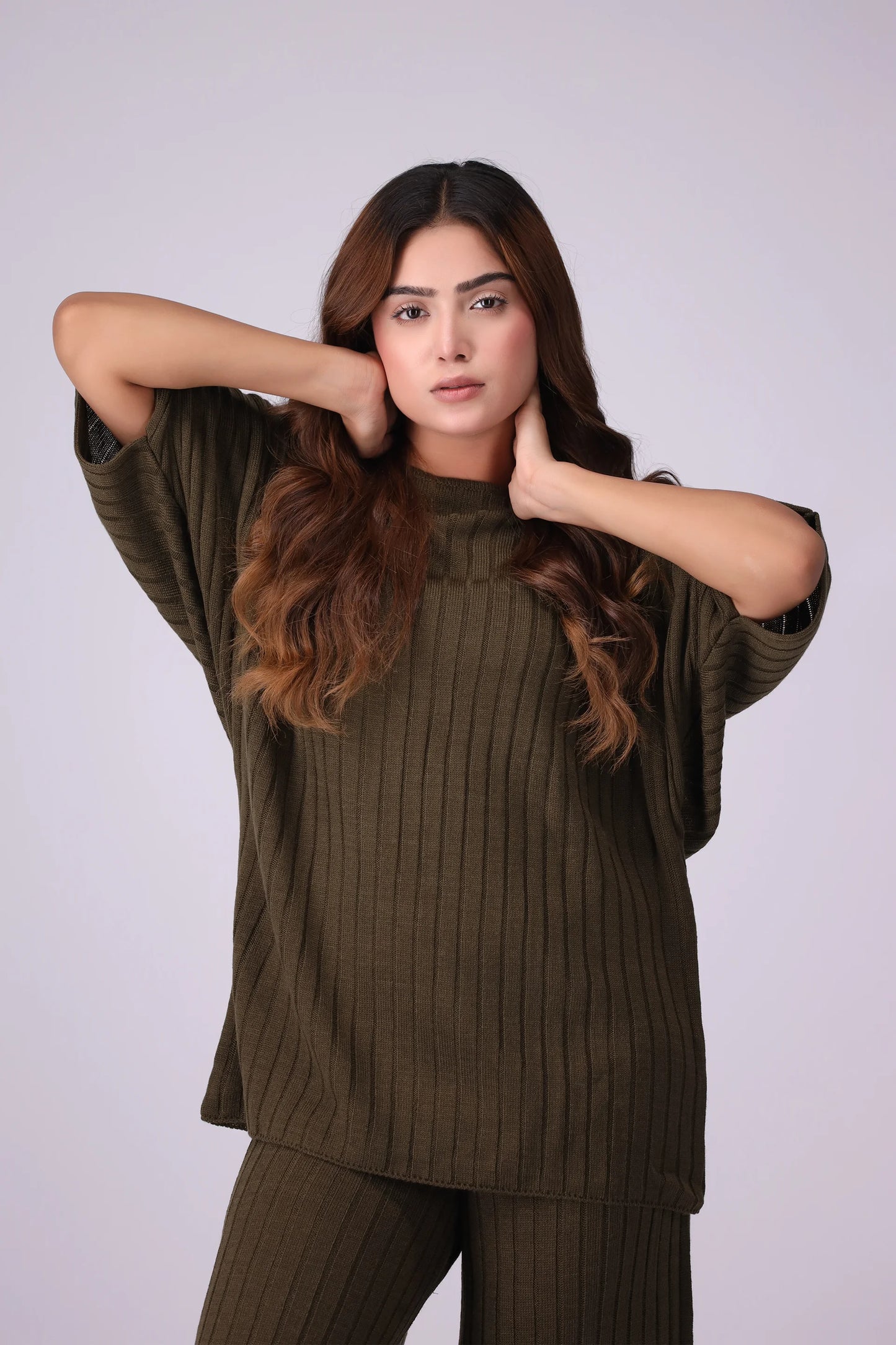 Baggy Top Knit Co-Ord Set Women CO-Ords Winter 2024 Knit Story COUGAR- (Women Winter 2024) FSZ Olive 