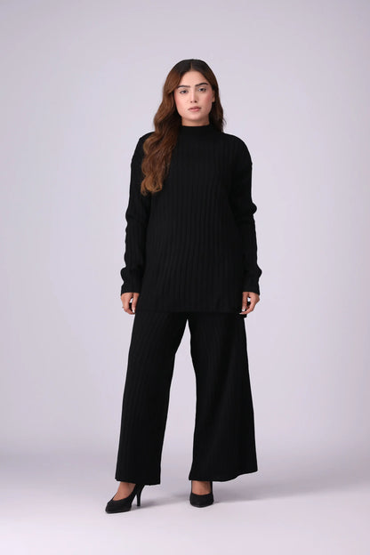 Wide Rib Knit Co-Ord Set Women CO-Ords Winter 2024 Knit Story COUGAR- (Women Winter 2024) FSZ Black 