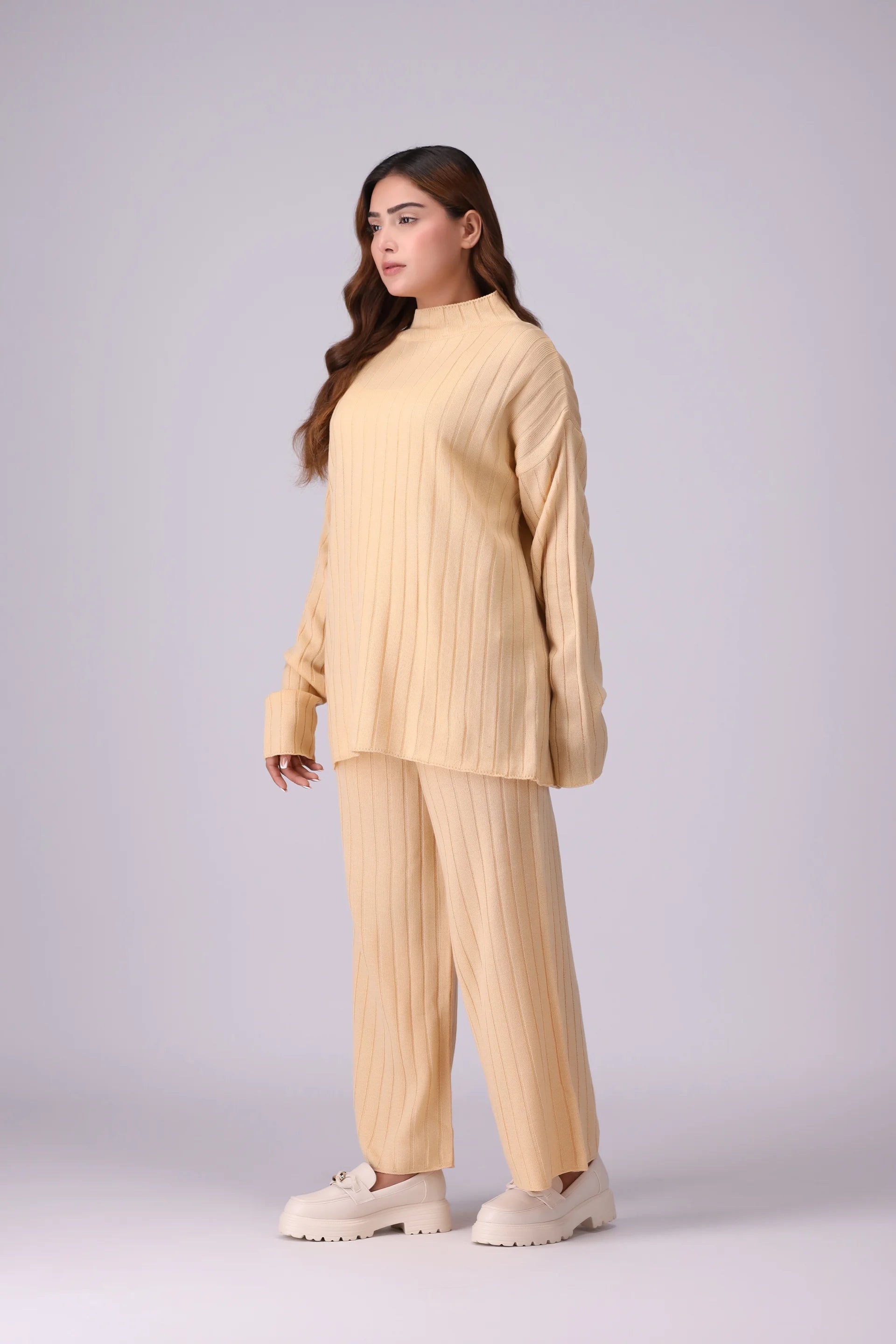 Wide Rib Knit Co-Ord Set Women CO-Ords Winter 2024 Knit Story COUGAR- (Women Winter 2024)   