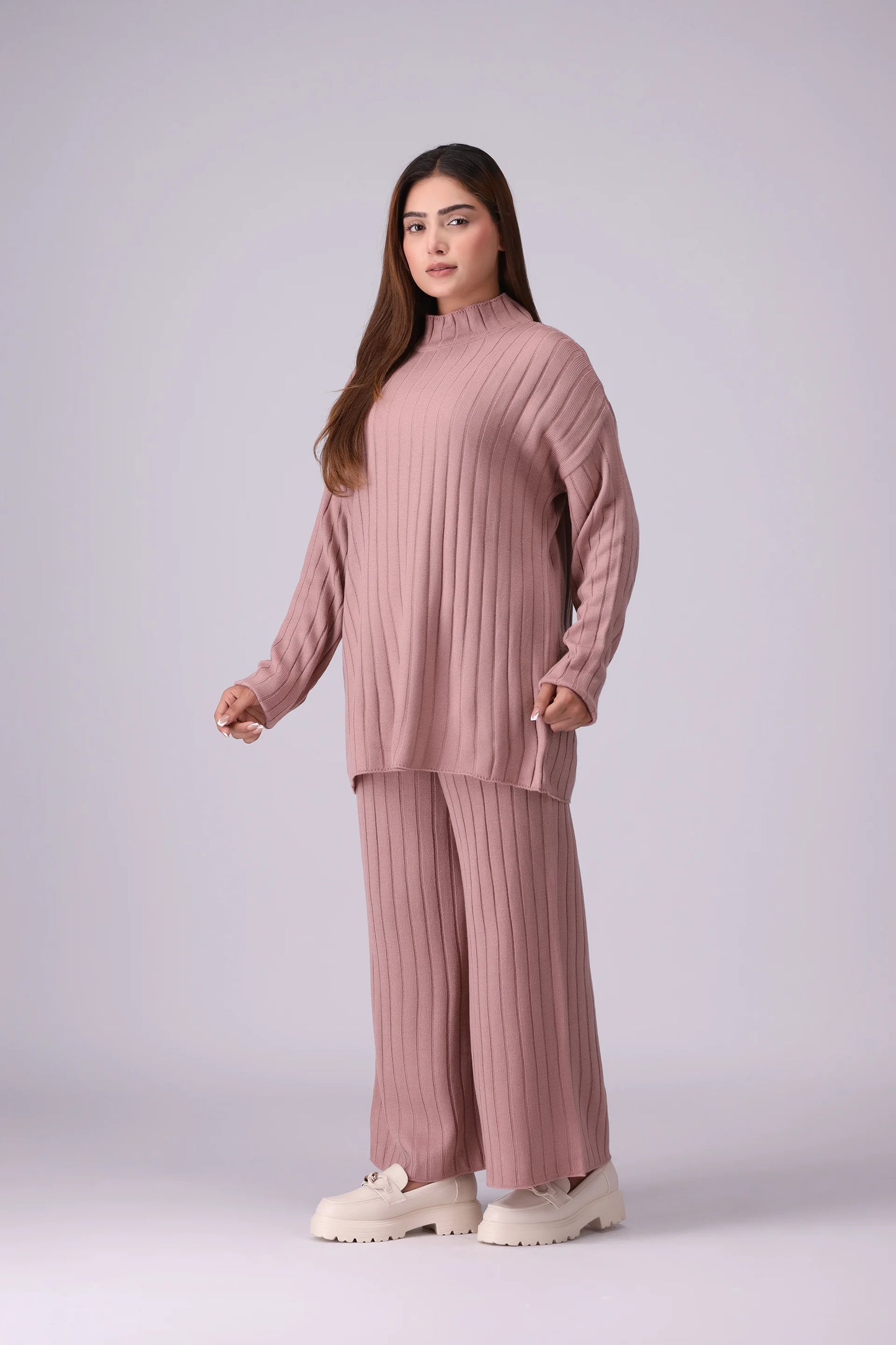 Wide Rib Knit Co-Ord Set Women CO-Ords Winter 2024 Knit Story COUGAR- (Women Winter 2024)   