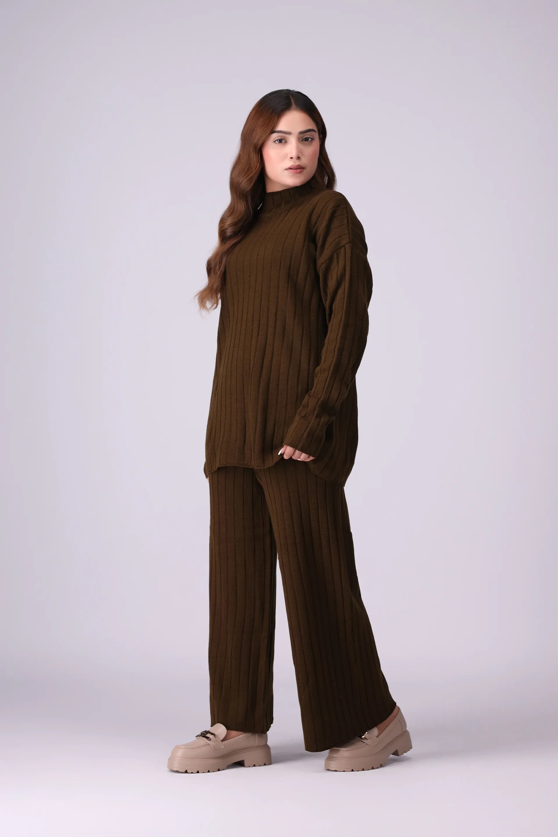 Wide Rib Knit Co-Ord Set Women CO-Ords Winter 2024 Knit Story COUGAR- (Women Winter 2024)   