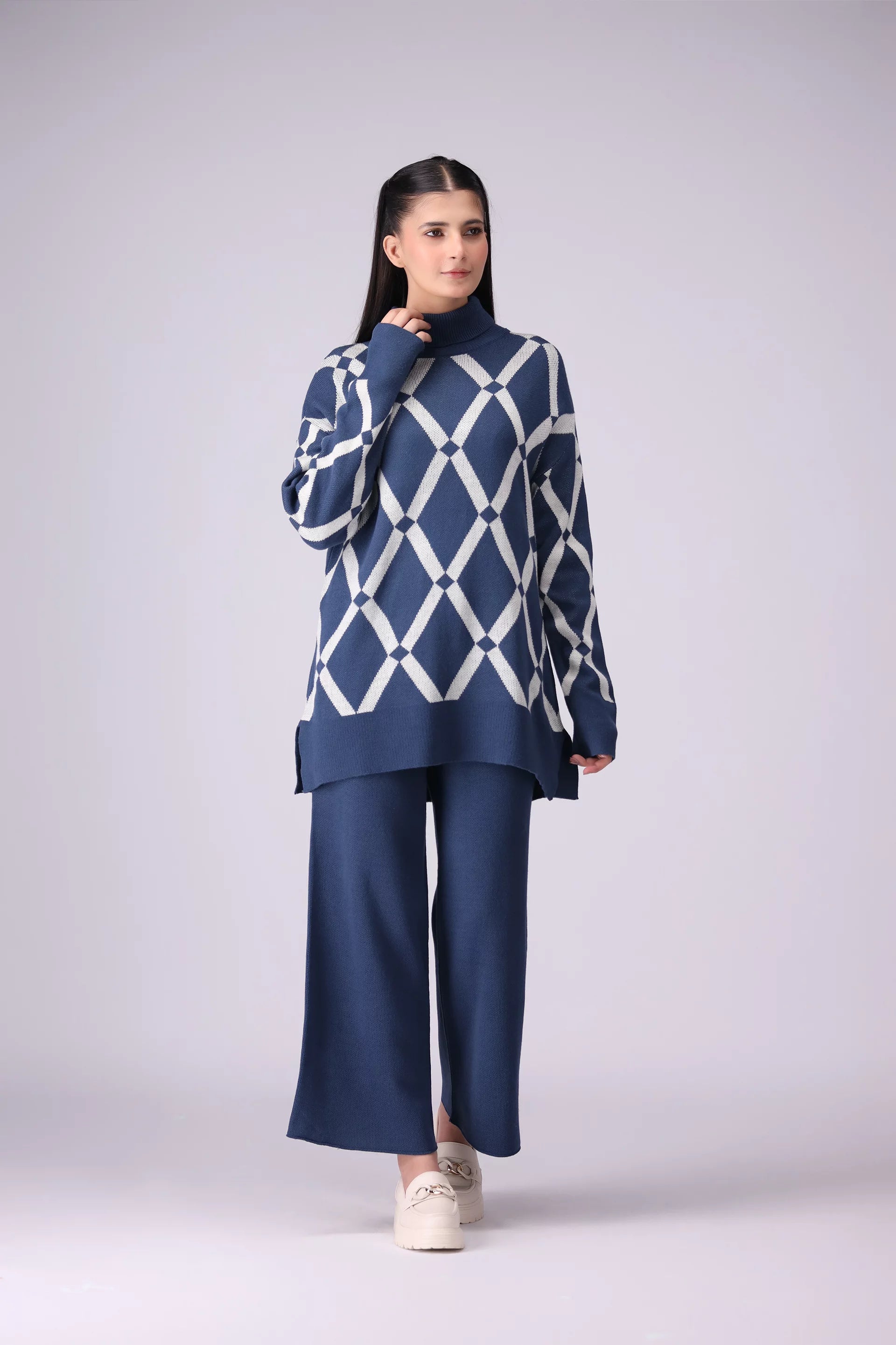 Argyle Pattern Top Co-Ord Set Women CO-Ords Winter 2024 Knit Story COUGAR- (Women Winter 2024)   