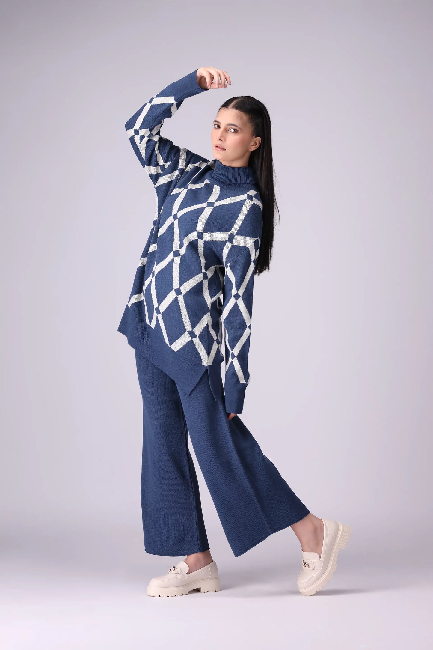 Argyle Pattern Top Co-Ord Set Women CO-Ords Winter 2024 Knit Story COUGAR- (Women Winter 2024)   