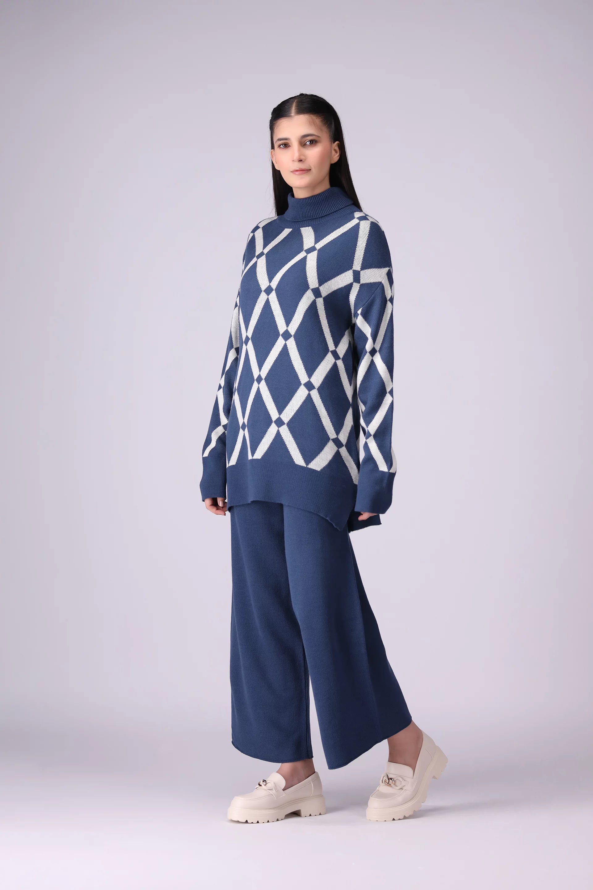 Argyle Pattern Top Co-Ord Set Women CO-Ords Winter 2024 Knit Story COUGAR- (Women Winter 2024)   