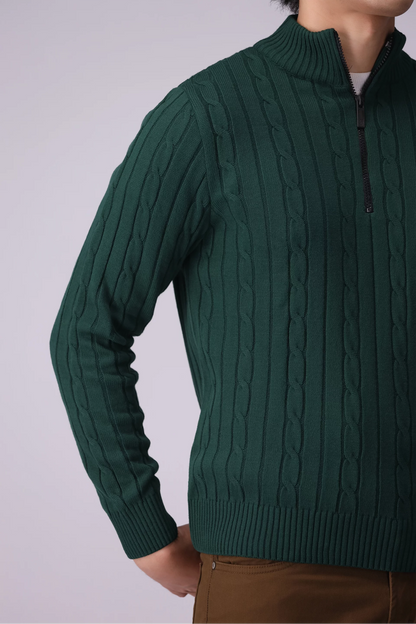 Quarter Zip Knitted Sweater Men Sweater Winter 2024 Knit Story COUGAR- (Men Winter 2024)   