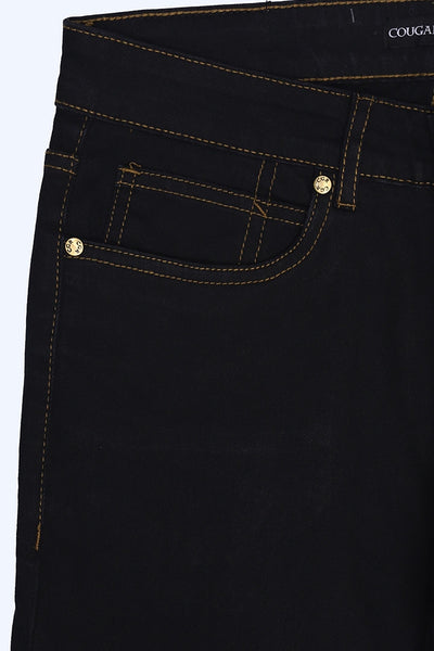 Black Contrast Stitch Slim Fit Jeans