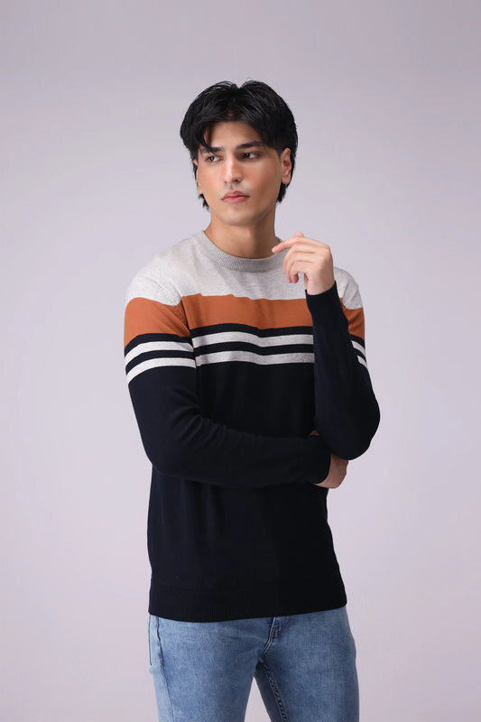 Color Block Sweater Men China Sweater Winter 2024 Knit Story COUGAR- (Men Winter 2024) M Navy Men