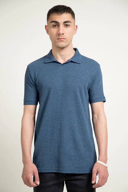 Rib Knit Johnny Collar Polo Men Polo Pre Fall 2023 Vortex COUGAR   