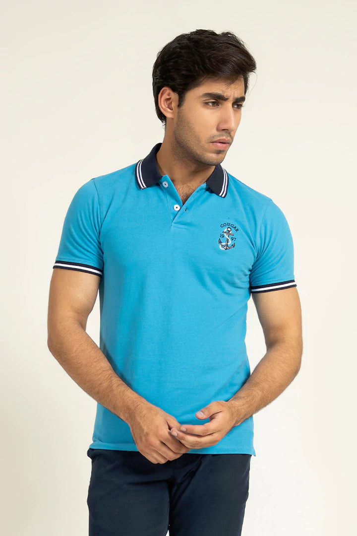 Blue Tipped Polo - Cougar Clothing