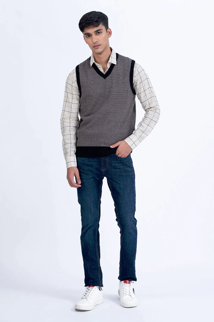 Long gray sweater vest best sale