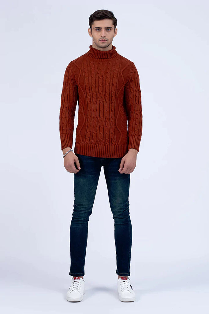 Charcoal High Neck Knitted Sweater